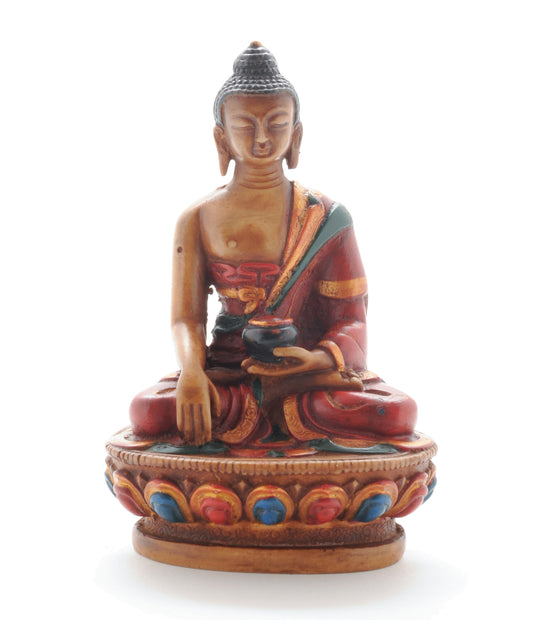 4.5" Golden Brown Resin Gautama Buddha (Shakyamuni) Statue in Bhumis Parsa Mudra