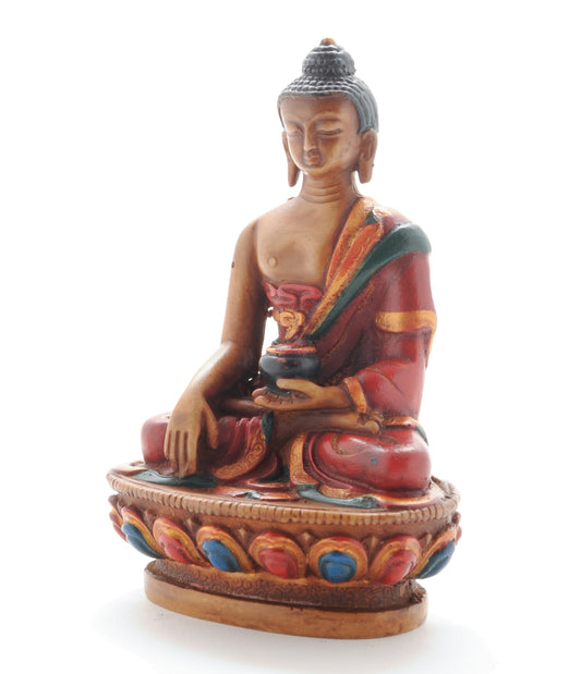 4.5" Golden Brown Resin Gautama Buddha (Shakyamuni) Statue in Bhumis Parsa Mudra