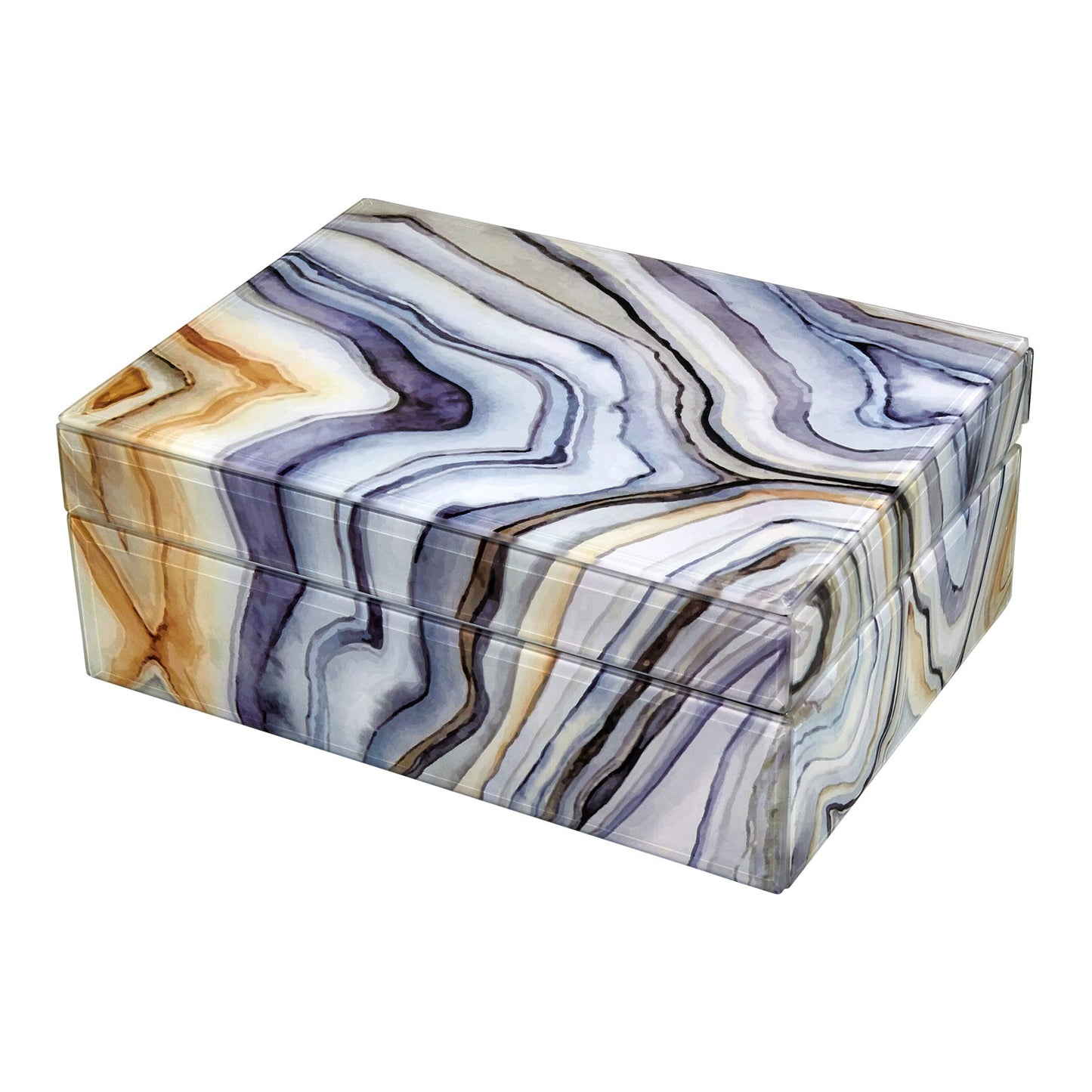 Marble-Like Finished Glass Keepsake Box (Small, Large)