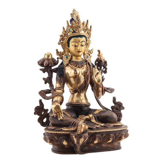 24kt Gold Plated Green Tara Statue