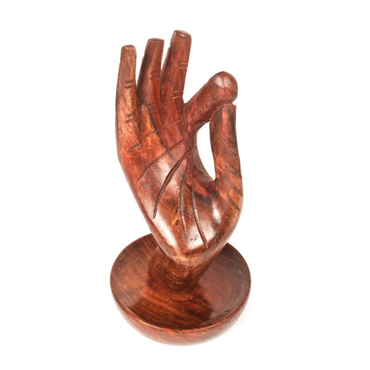 Wooden Hand of Buddha Ring and Jewelry Holder