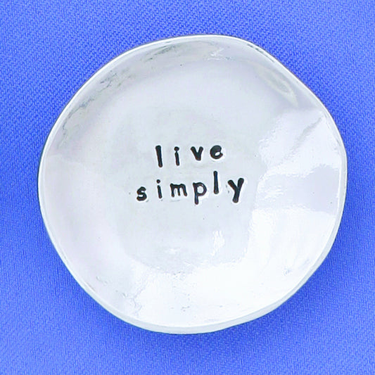 Pewter Trinket Dish "Live Simply" - small