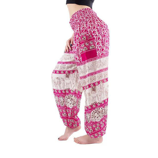 Pink Elephant Print Yoga Pants