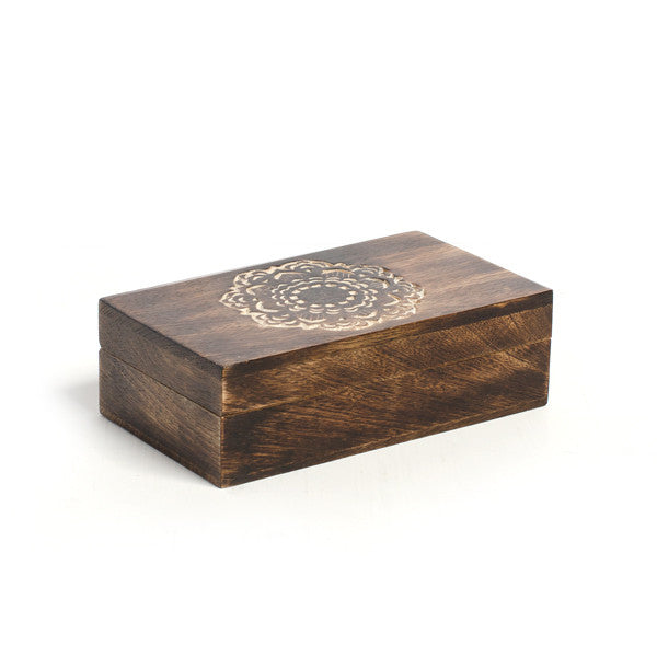 Three "Scents of India" Soaps In Mandala Carved Wooden Keepsake Box