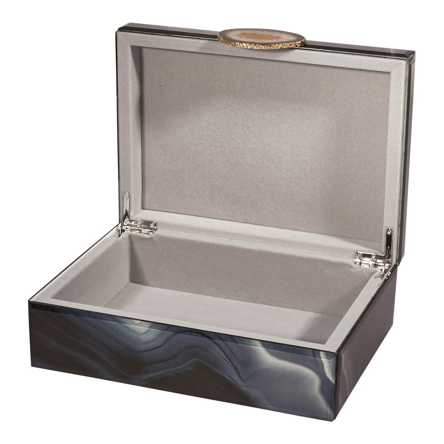 Marble-Like Finished Glass Keepsake Box with Stone Pendant (Small, Large)