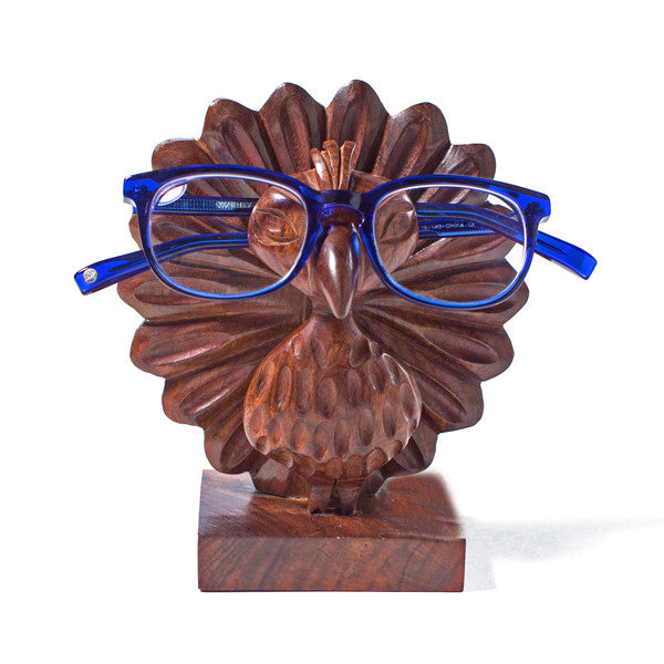 Peggy the Hand Carved Peacock Eyeglass Holder