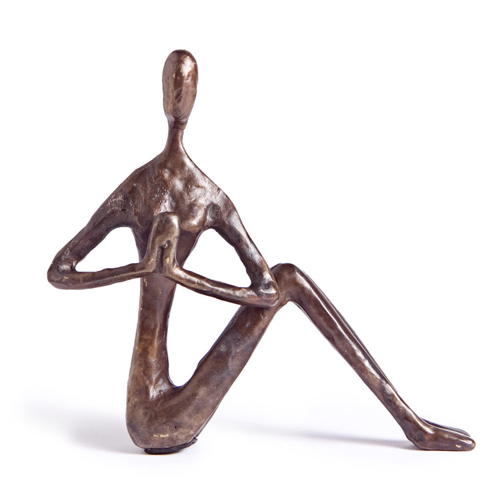 Bronze Sculpture of Female Yogi Practicing Twist Pose