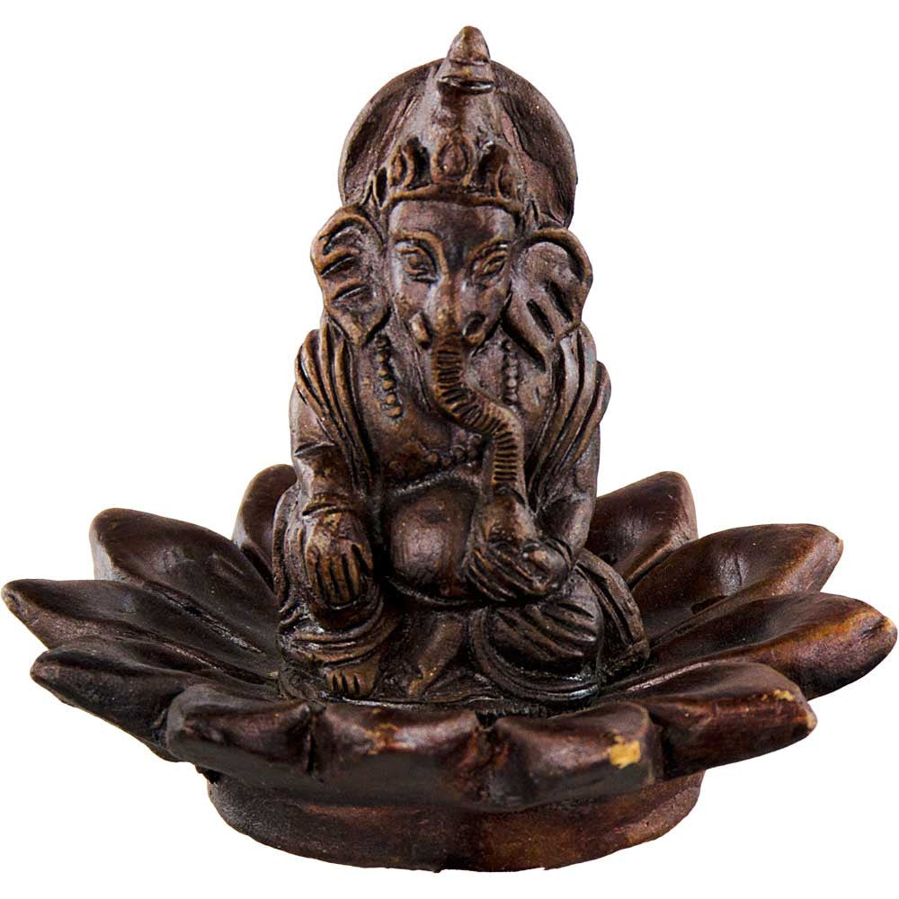 Handmade Ganesh on Lotus Clay Incense Holder