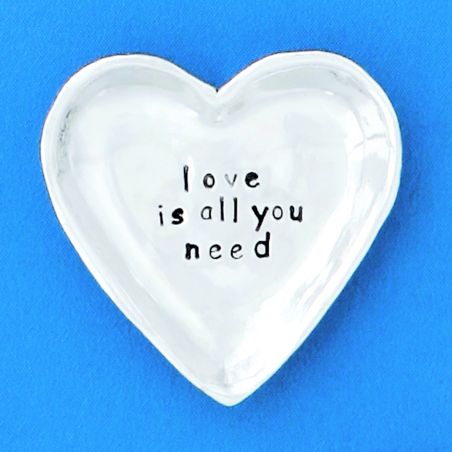 Pewter Heart Shaped Trinket Dish "Love is All You Need" - small