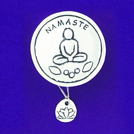Pewter Wish Box and Necklace "Namaste" and Lotus Charm Necklace