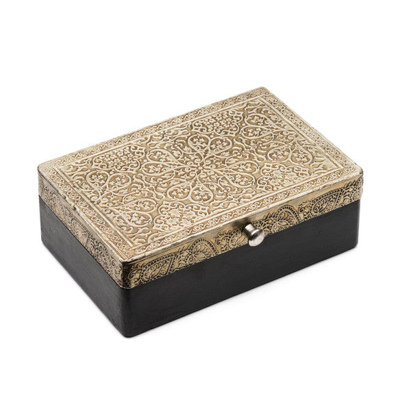 Engraved Metal and Wood Silver Treasure Box (2 sizes) – Spiritual Boho
