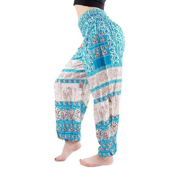 Sky Blue Elephant Print Yoga Pants