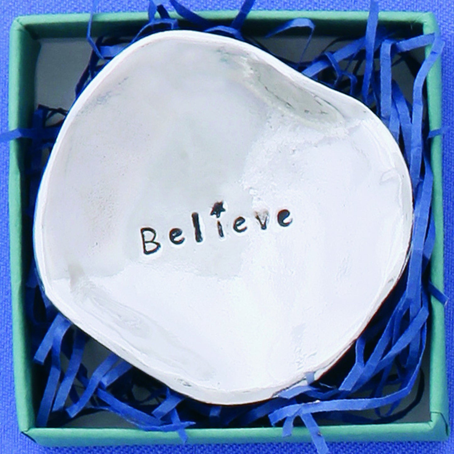 Pewter Trinket Dish "Believe" - small
